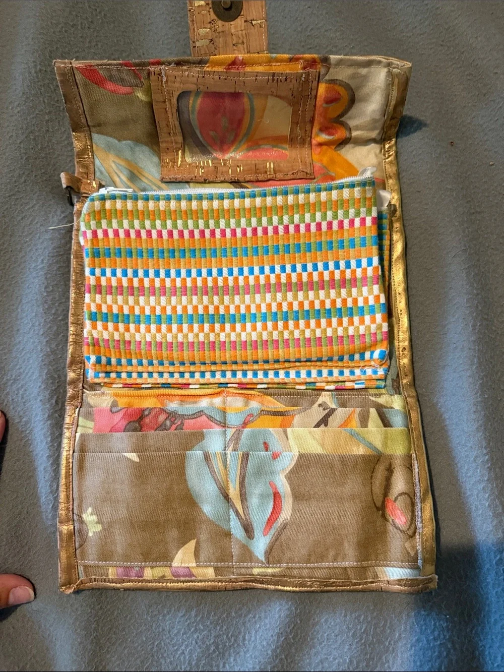 Handmade Cork Turtle Print Wallet - Natural Cork with Colorful Turtle Accents